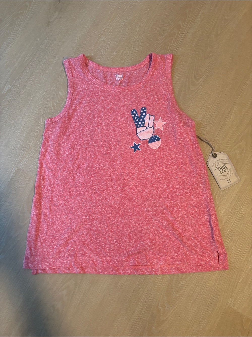 NWT True Craft Heathered Womens Patriotic Peace Sign Tank size Large